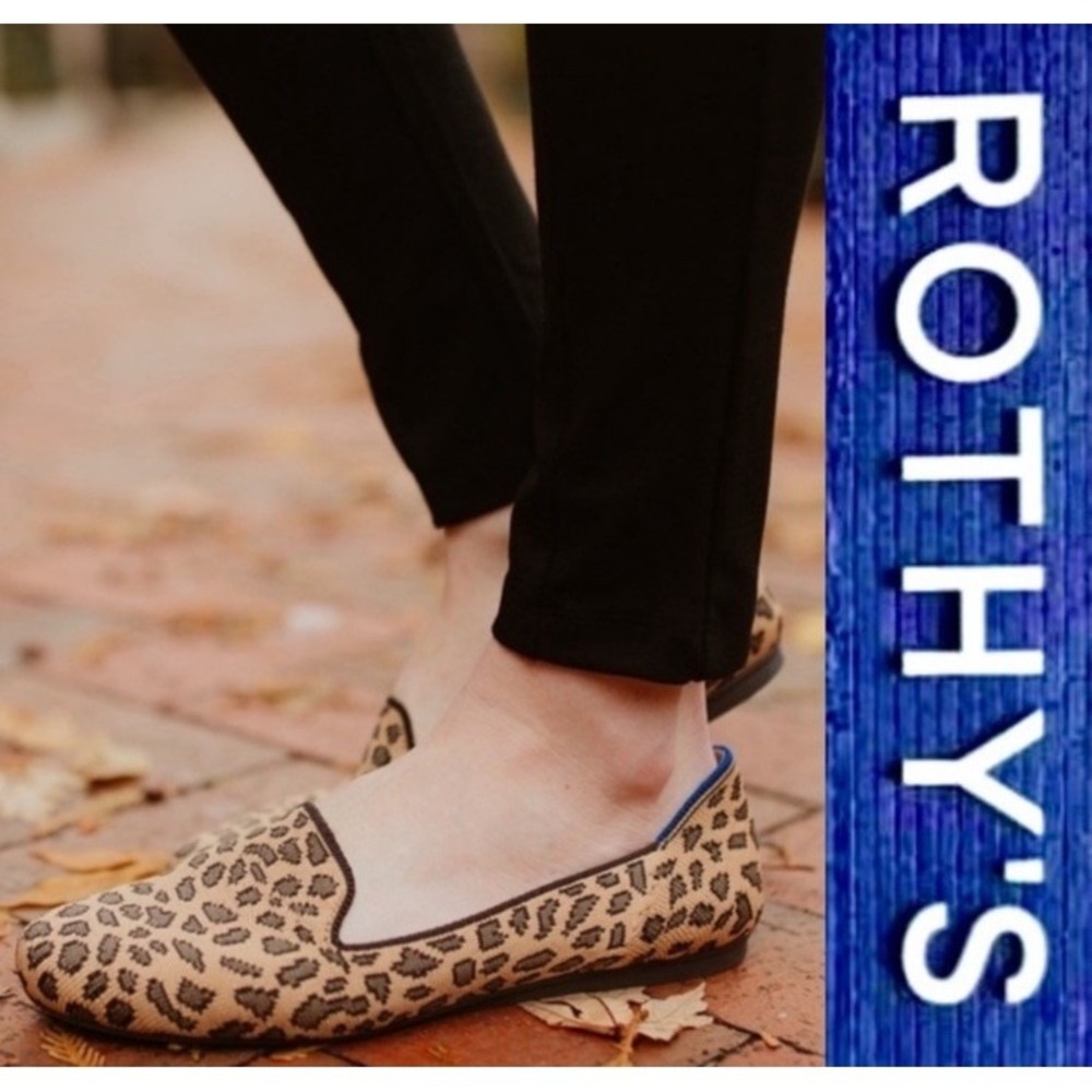 Rothy's The Loafer Spotted Leopard Cheetah Womens Slip On Flats 003-104 Size 9.5